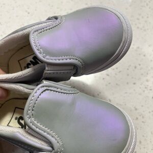 Vans Purple and Gray Slip-On Sneakers with Iridescent Finish